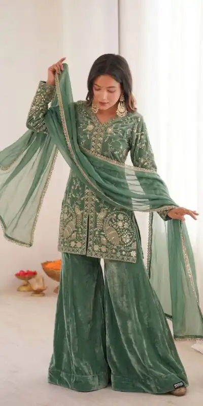 JF 043 Sea Green Pure Fendy Silk Salwar Suitwith Embroidery Work & Sequins Work. Exclusive Offer ₹1940. Delivery 4-6 Working Days. Shop now. | Jump Suits, Salwar suit, Casual Suits, Creative suits, Designer Suits, Palazzo Suits, Party Wear Suits, Patiala Suits, Straight Suits