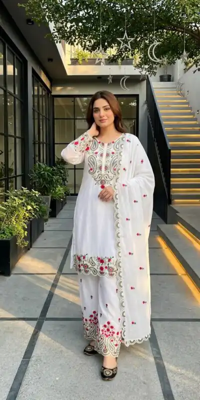 MT 1078 White Roman Silk Salwar Suit Perfect for Wedding, Party, Ethnic Day, Anniversary, Diwali – . Now at just ₹2399. Delivery 4-6 Working Days. | Jump Suits, Salwar suit, Casual Suits, Creative suits, Designer Suits, Palazzo Suits, Party Wear Suits, Patiala Suits, Straight Suits