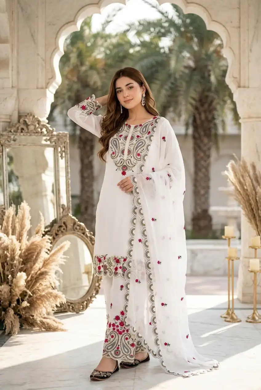 MT 1078 White Roman Silk Salwar Suit Perfect for Wedding, Party, Ethnic Day, Anniversary, Diwali – . Now at just ₹2399. Delivery 4-6 Working Days. | Jump Suits, Salwar suit, Casual Suits, Creative suits, Designer Suits, Palazzo Suits, Party Wear Suits, Patiala Suits, Straight Suits