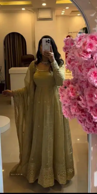 ZB 5069 Yellow Gold Crazy Gown Perfect for Wedding, Party, Mehendi, Anniversary, Onam β . Grab it for βΉ2099. Delivery 4-6 Working Days. Shop now. | Gowns, Bollywood Gowns, Creative Gowns, Designer Gowns, Embroidered Gowns, Party Wear Gowns