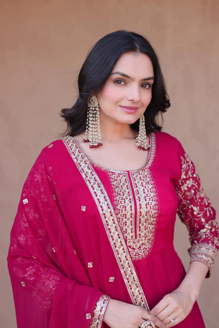 KA 1253 Pink Faux Blooming Gown Perfect for Wedding, Party, Ethnic Day, Mehendi, Eid – . Now at just ₹2399. Delivery 4-6 Working Days. Shop now. | Gowns, Bollywood Gowns, Creative Gowns, Designer Gowns, Embroidered Gowns, Party Wear Gowns