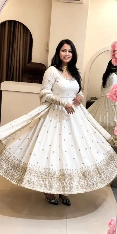 SSR 544 White in Crunchy Silk Embroidery Work & Lace Work Gown . Special Price βΉ2399. Delivery 4-6 Working Days. Shop now. | Gowns, Bollywood Gowns, Creative Gowns, Designer Gowns, Embroidered Gowns, Party Wear Gowns