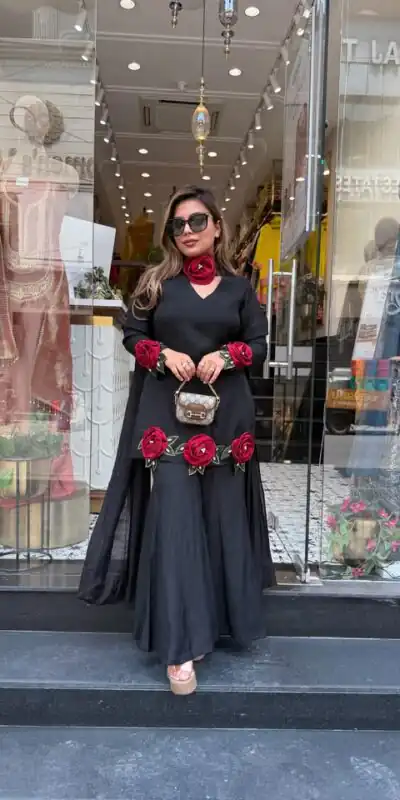 VLM 344 Black French Crep Silk Salwar Suit Perfect for Wedding, Party, Engagement, Baisakhi, Pongal – . Special Price ₹2199. Delivery 4-6 Working Days | Jump Suits, Salwar suit, Casual Suits, Creative suits, Designer Suits, Palazzo Suits, Party Wear Suits, Patiala Suits, Straight Suits