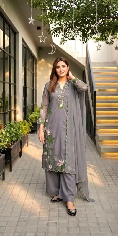 ST 249 Grey Roman Silk Salwar Suit with Sequins Work & Embroidery Work. Available at ₹2099 only. Delivery 4-6 Working Days. Shop now. | Jump Suits, Salwar suit, Casual Suits, Creative suits, Designer Suits, Palazzo Suits, Party Wear Suits, Patiala Suits, Straight Suits