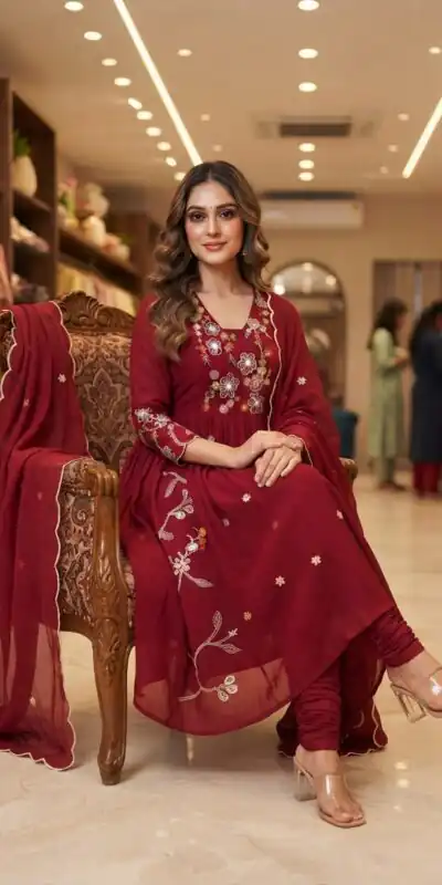 LG 2131 Maroon Mul Chanderi Salwar Suit with Embroidery Work & Sequins Work. Festive Deal ₹2199. Delivery 4-6 Working Days. Shop nowp | Jump Suits, Salwar suit, Casual Suits, Creative suits, Designer Suits, Palazzo Suits, Party Wear Suits, Patiala Suits, Straight Suits