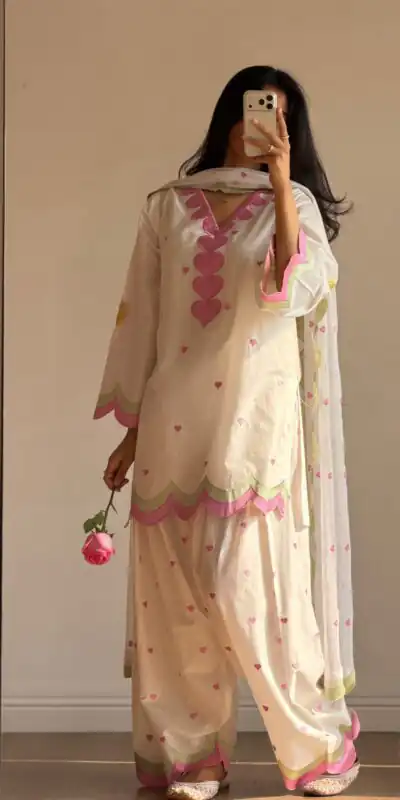 BE 490 White Mul Chanderi Salwar Suit with Embroidery Work & Sequins Work. Festive Deal ₹2399. Delivery 4-6 Working Days. Shop nowp | Jump Suits, Salwar suit, Casual Suits, Creative suits, Designer Suits, Palazzo Suits, Party Wear Suits, Patiala Suits, Straight Suits