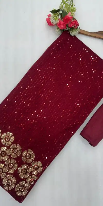 DF 3459 Maroon in Faux Georgette Zari Work & Embroidery Work Saree. Special Price ₹1899. Delivery 4-6 Working Days. Shop now. | Sarees, Bollywood Sarees, Creative Sarees, Designer Sarees, Embroidered Sarees, Ethnic Saree, Modern Digital sarees, Party Wear Sarees