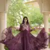 KA 1271 Wine in Colour Faux Georgette Bandhani Print Work Gown. Available at ₹2069 only. Delivery 4-6 Working Days. Shop now. | Gowns, Bollywood Gowns, Creative Gowns, Designer Gowns, Embroidered Gowns, Party Wear Gowns