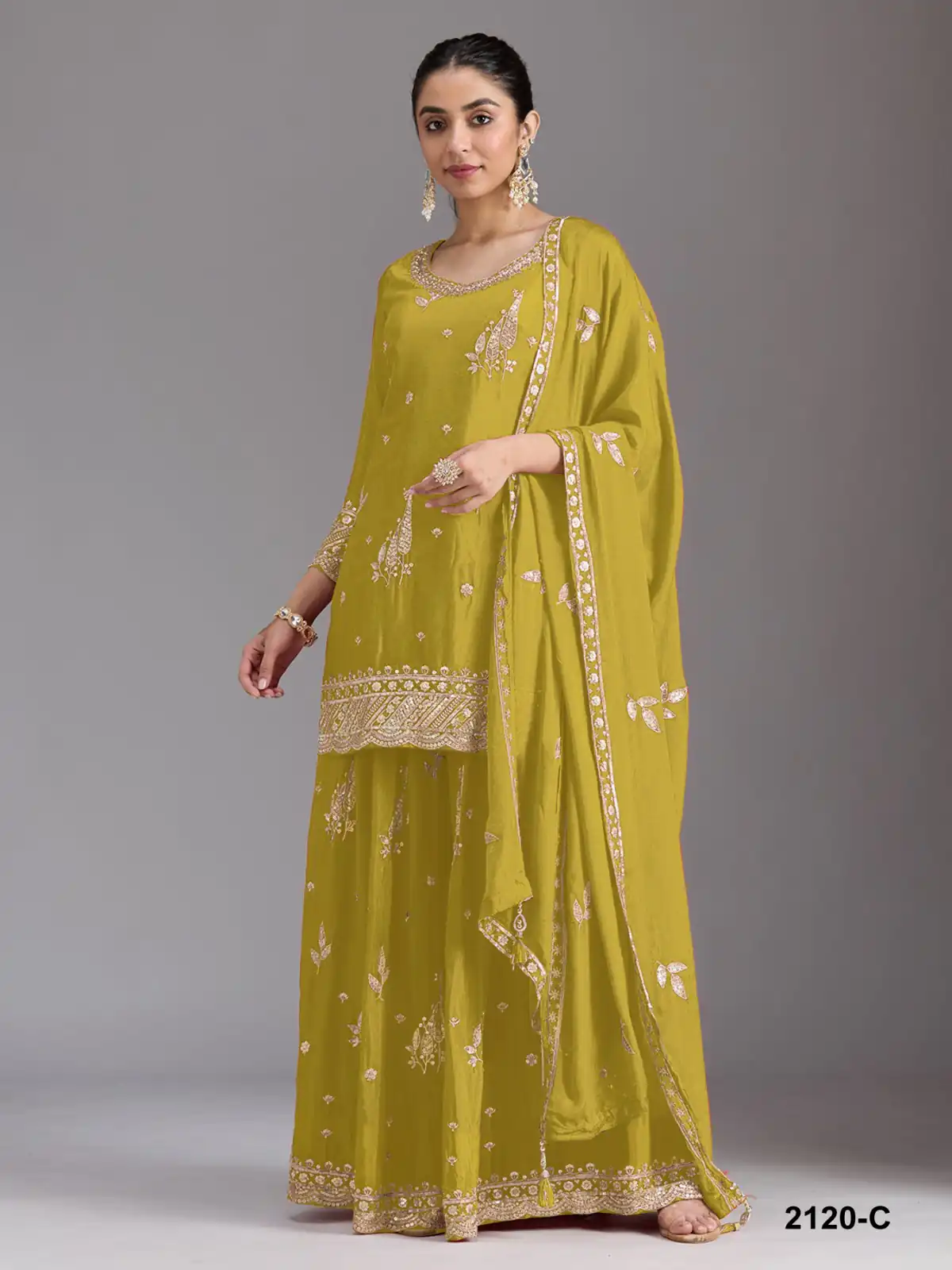 FC 2120 Mustered Color chinon Print Silk with Dall Crepe Sharara Suit Wedding, Party, Festive, Events Etc. Expected Delivery 4-6 Working Days @2399/- | Jump Suits, Salwar suit, Casual Suits, Creative suits, Designer Suits, Palazzo Suits, Party Wear Suits, Patiala Suits, Straight Suits