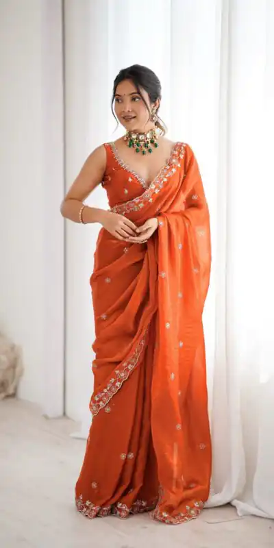 SP 61 Rust Color Fendy Silk Saree With Sequins Work. Wedding, Party, Festive, Events Get it for ₹2149. Delivery 4-6 Working Days. Online Best Shop now. | Sarees, Bollywood Sarees, Creative Sarees, Designer Sarees, Embroidered Sarees, Ethnic Saree, Modern Digital sarees, Party Wear Sarees