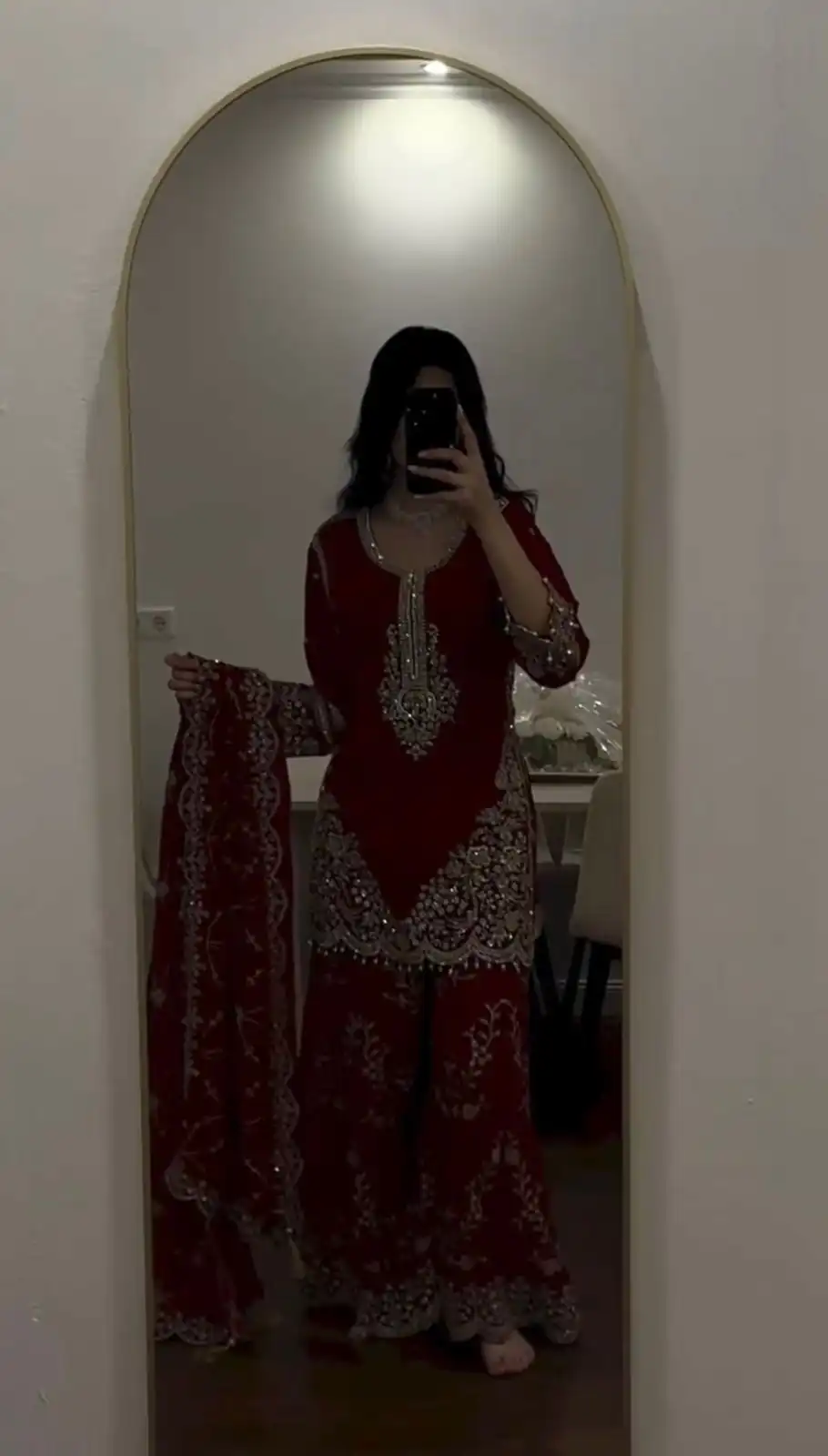 Magical Maroon Faux Georgette Embroidery Work Salwar Suit - Image 6