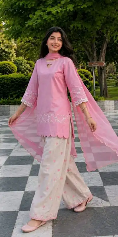 Nice Pink Roman Silk Multi Work Salwar Suit
