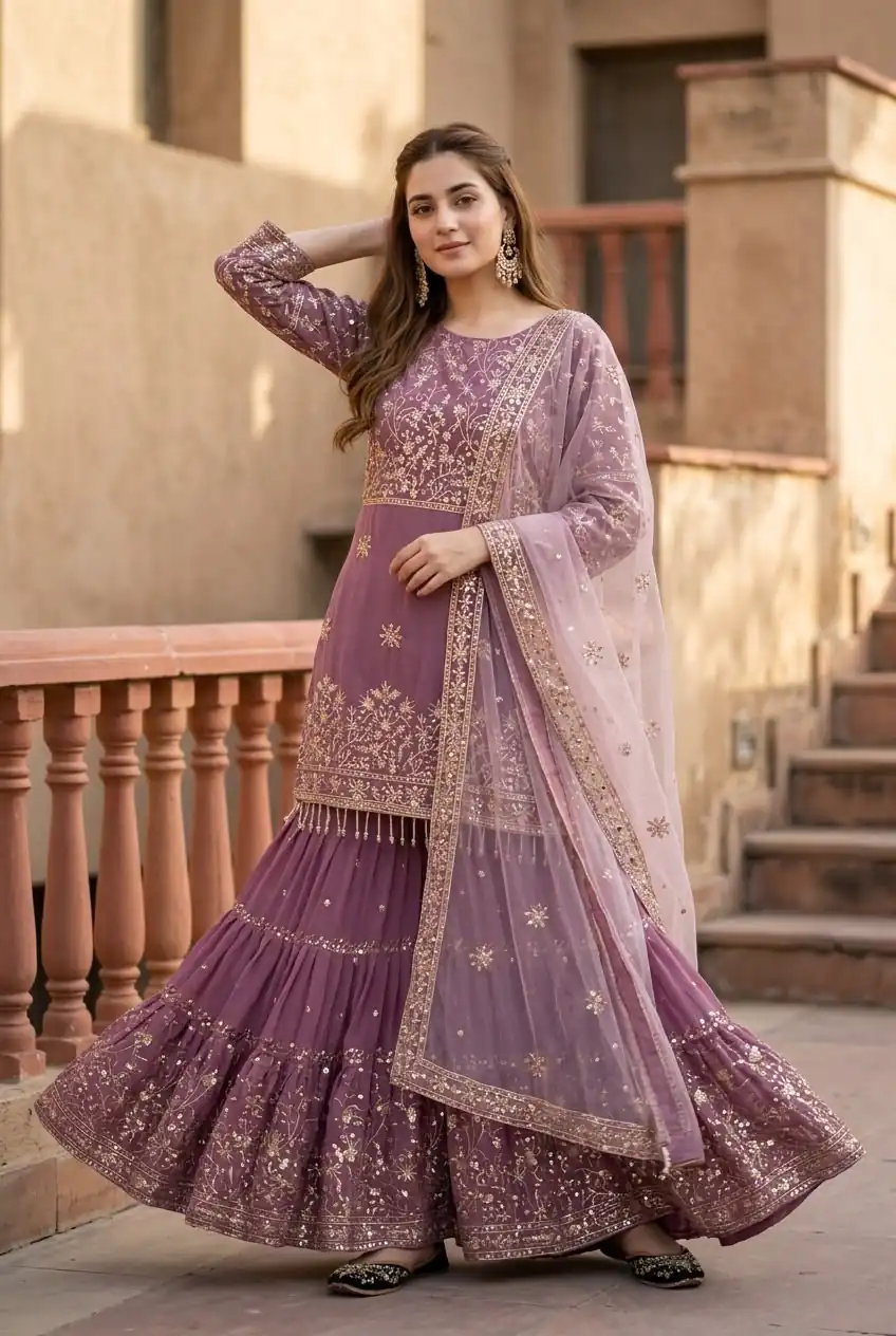Perfect Onion Faux Georgette Sequence Work Salwar Suit - Image 3