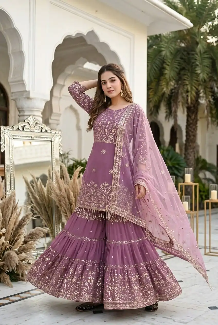 Perfect Onion Faux Georgette Sequence Work Salwar Suit - Image 2