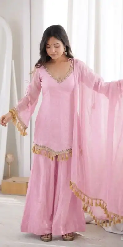 Pretty Pink Doremon Crush Mirror Work Salwar Suit