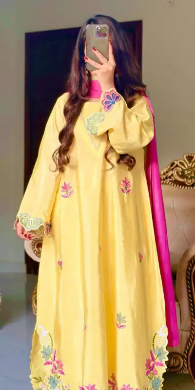 Pretty Yellow Ho Silk Sequins Work Salwar Suit