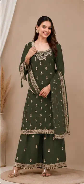 Super Black Blooming ⁠Georgette Sequins Work Salwar Suit - Image 3
