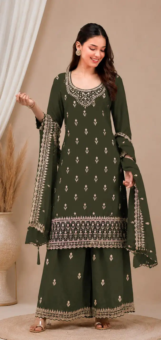 Super Black Blooming ⁠Georgette Sequins Work Salwar Suit - Image 2