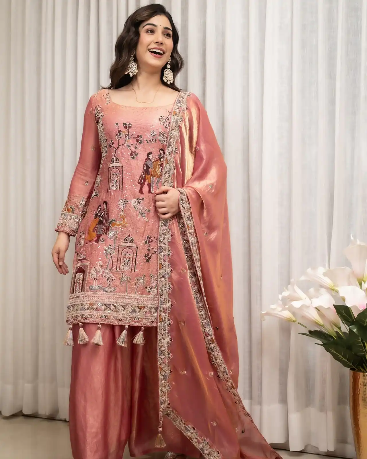 Super Pink Fendy Silk Sequence Work Salwar Suit - Image 9