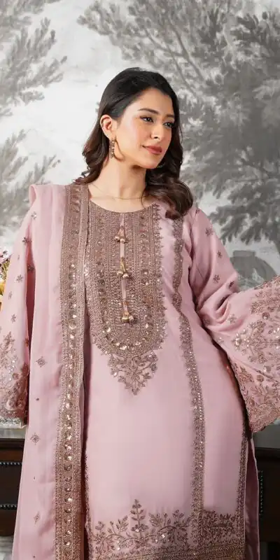 Super Pink Fendy Silk Sequins Work Salwar Suit