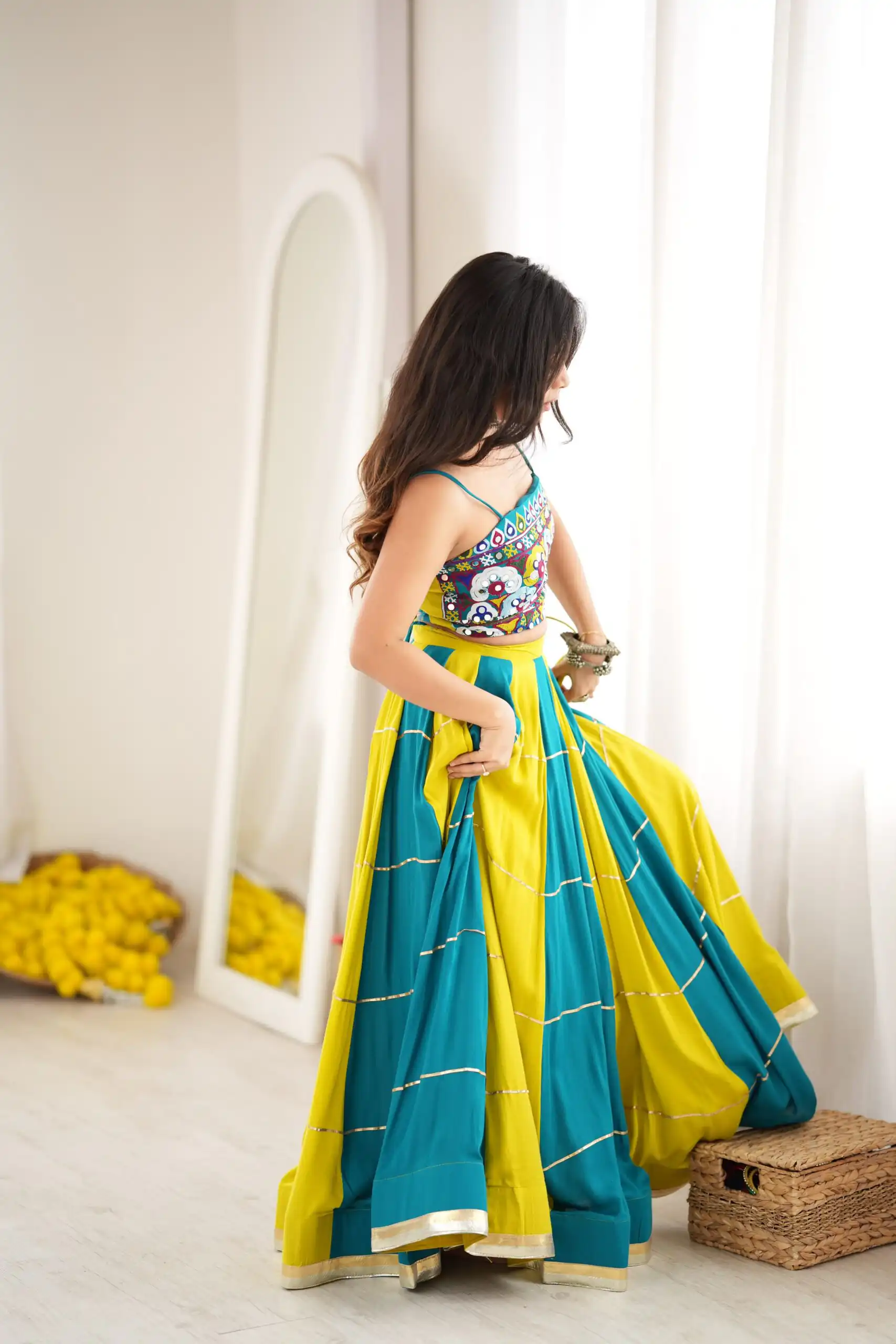 Trendy Blue Rayon Gota Patti Work Lehenga Choli - Image 7