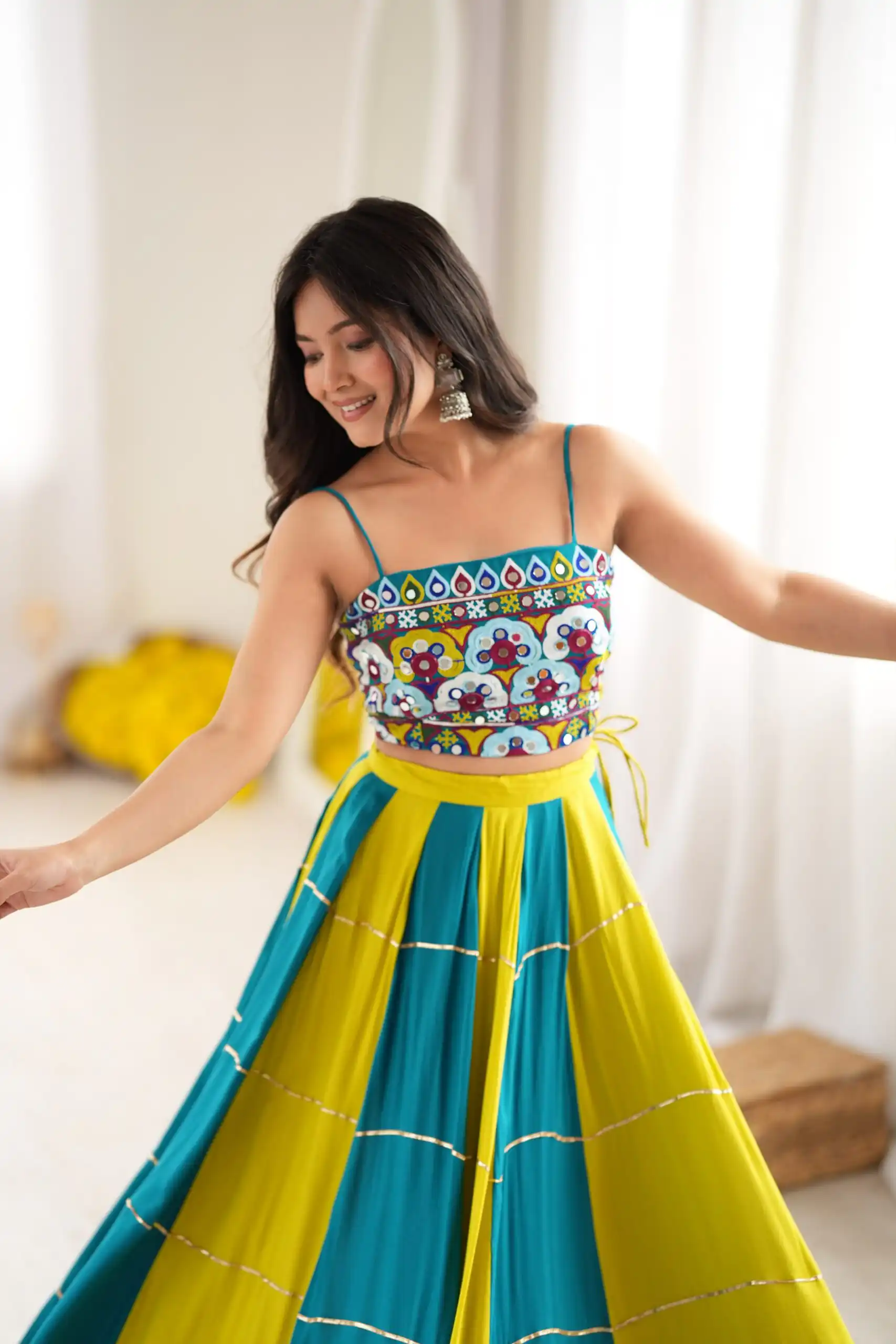 Trendy Blue Rayon Gota Patti Work Lehenga Choli - Image 6