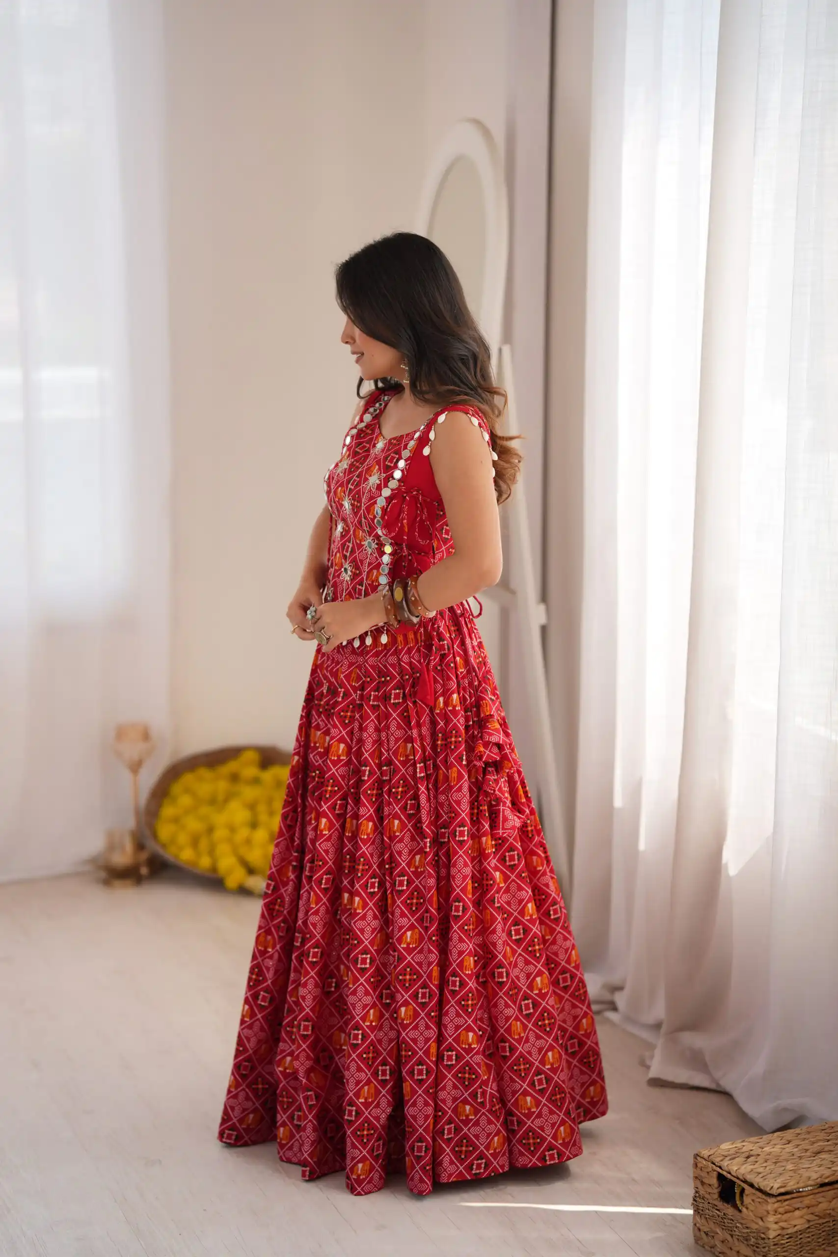Trendy Red Rayon Digital Print Work Lehenga Choli - Image 4