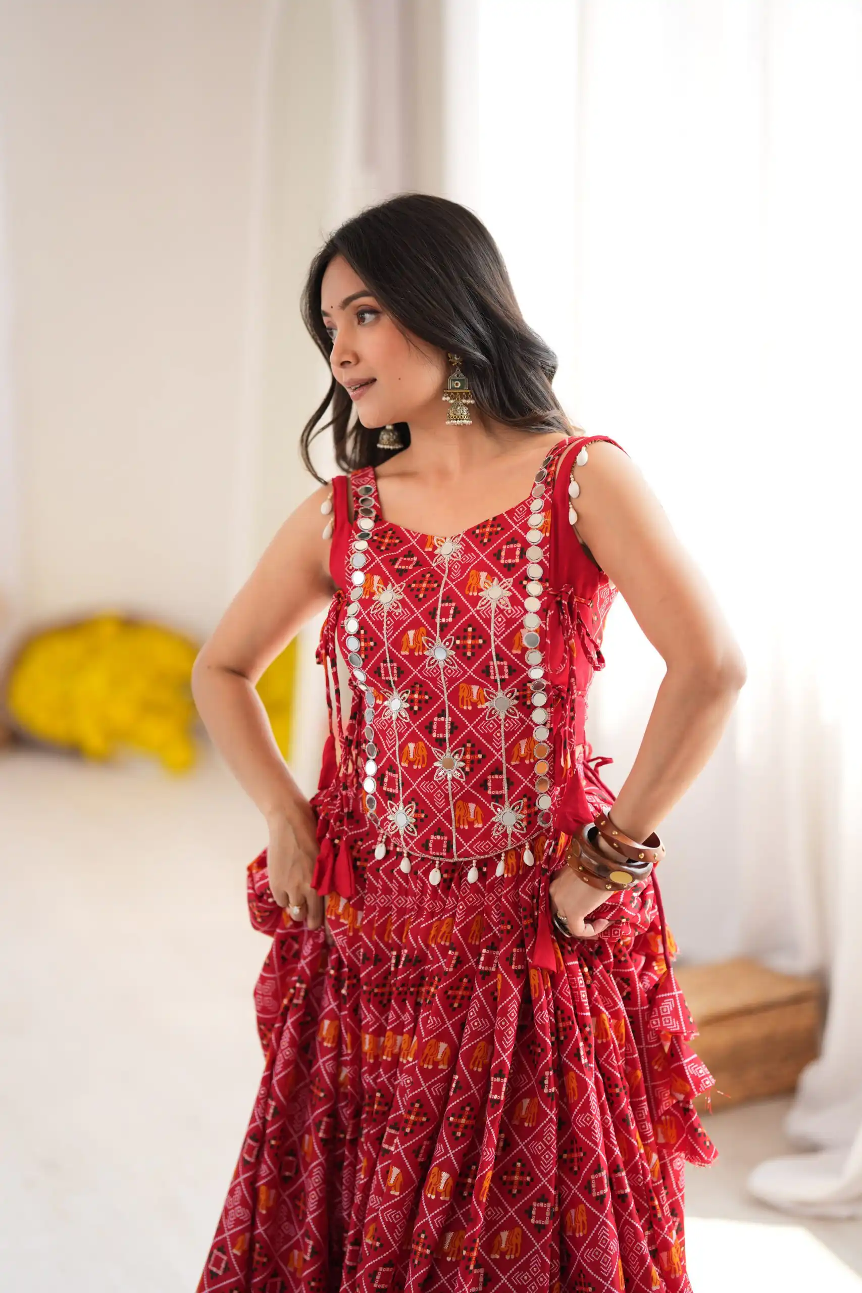Trendy Red Rayon Digital Print Work Lehenga Choli - Image 9