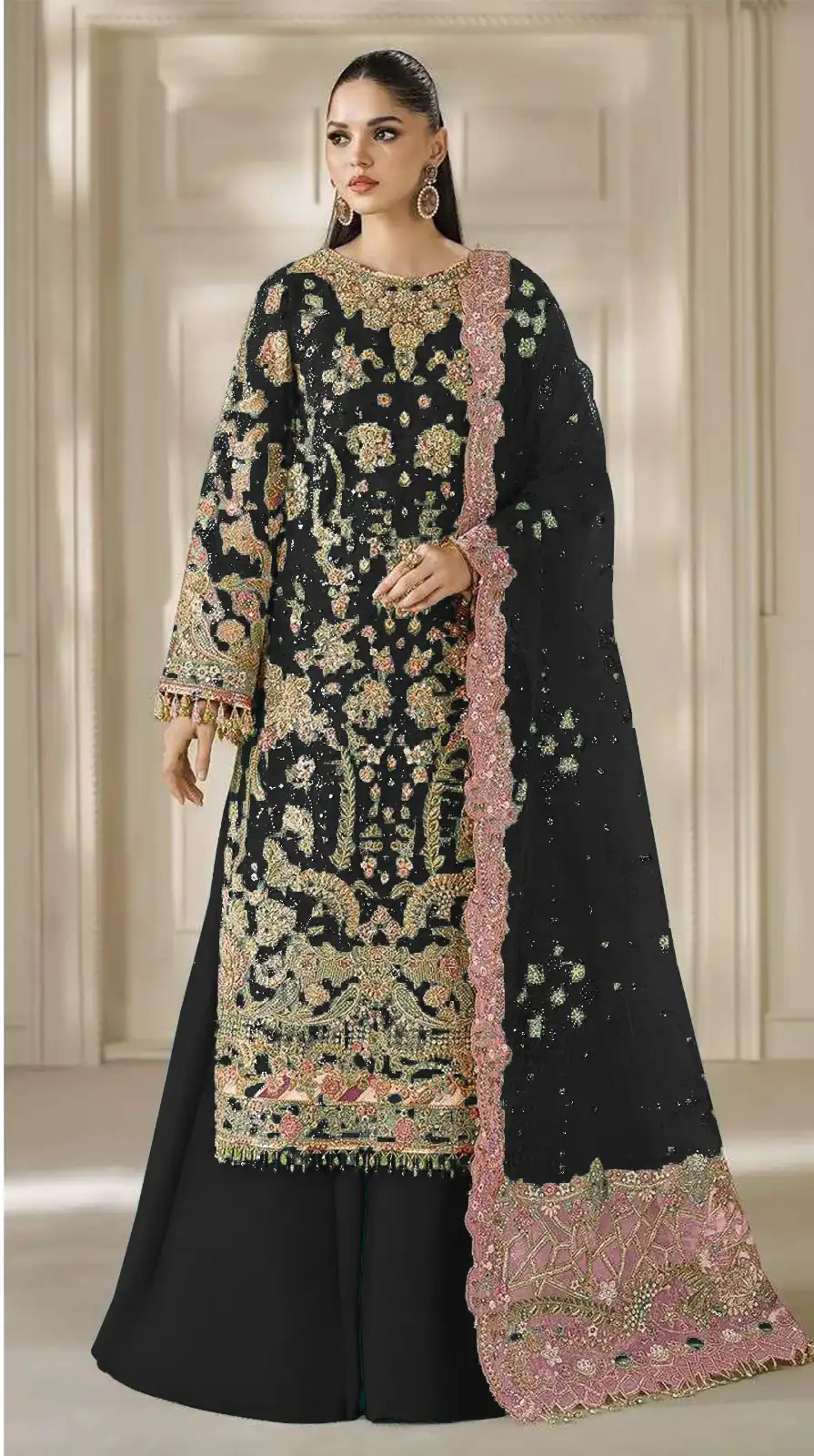 FC 1231 Black Chiffon Salwar Suit with Embroidery Work & Sequins Work. Introductory Price ₹2949. Delivery 4-6 Working Days. Shop now. | Jump Suits, Salwar suit, Casual Suits, Creative suits, Designer Suits, Palazzo Suits, Party Wear Suits, Patiala Suits, Straight Suits
