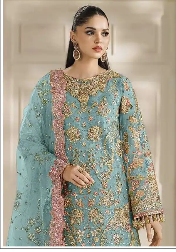 FC 1231 Blue Chiffon Salwar Suit with Embroidery Work & Sequins Work. Introductory Price ₹2949. Delivery 4-6 Working Days. Shop now. | Jump Suits, Salwar suit, Casual Suits, Creative suits, Designer Suits, Palazzo Suits, Party Wear Suits, Patiala Suits, Straight Suits