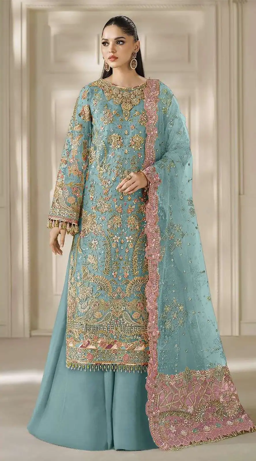 FC 1231 Blue Chiffon Salwar Suit with Embroidery Work & Sequins Work. Introductory Price ₹2949. Delivery 4-6 Working Days. Shop now. | Jump Suits, Salwar suit, Casual Suits, Creative suits, Designer Suits, Palazzo Suits, Party Wear Suits, Patiala Suits, Straight Suits