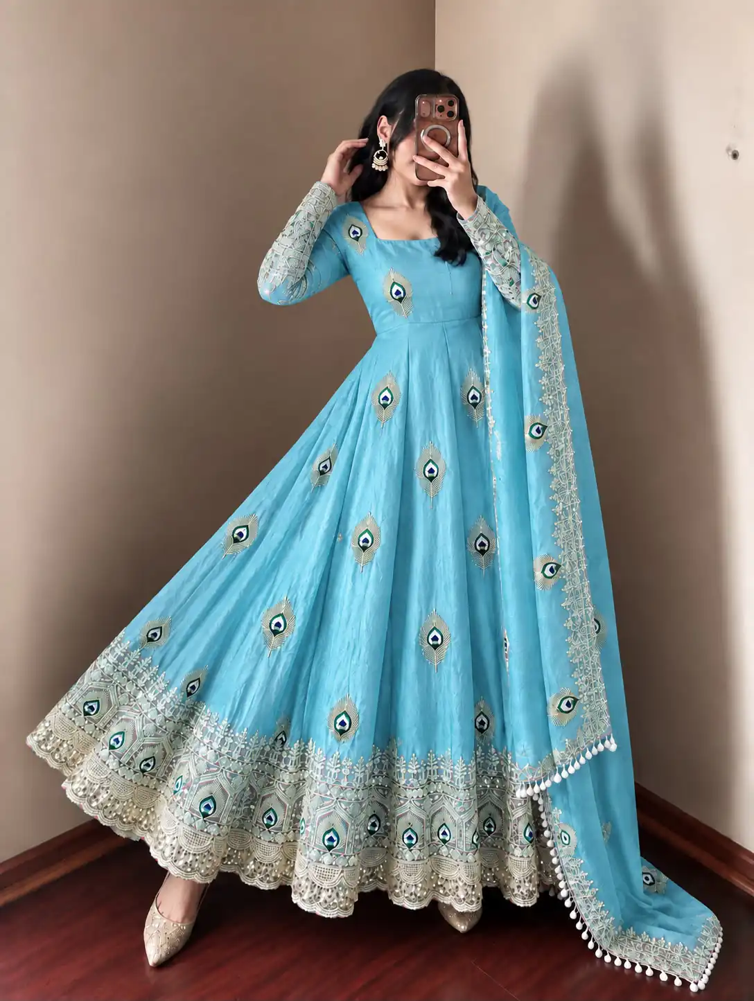 SRK 5372 Blue Fendy Silk Gown with Embroidery Work & Sequins Work. Special Price ₹2799. Delivery 4-6 Working Days. Shop now. | Gowns, Bollywood Gowns, Creative Gowns, Designer Gowns, Embroidered Gowns, Party Wear Gowns