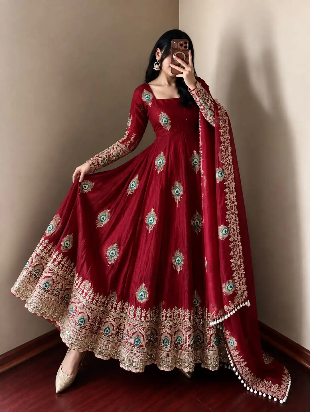 SRK 5372 Maroon Fendy Silk Gown with Embroidery Work & Sequins Work. Special Price ₹2799. Delivery 4-6 Working Days. Shop now. | Gowns, Bollywood Gowns, Creative Gowns, Designer Gowns, Embroidered Gowns, Party Wear Gowns