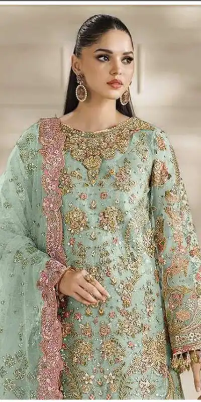 FC 1231 Sea Green Chiffon Salwar Suit with Embroidery Work & Sequins Work. Introductory Price ₹2949. Delivery 4-6 Working Days. Shop now. | Jump Suits, Salwar suit, Casual Suits, Creative suits, Designer Suits, Palazzo Suits, Party Wear Suits, Patiala Suits, Straight Suits