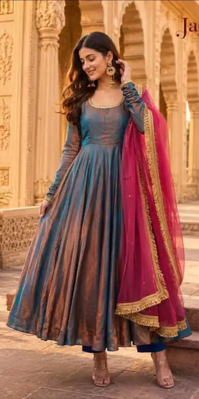 ZD 1002 Teal Fendy Silk Gown with Embroidery Work & Sequins Work. Special Price ₹2199. Delivery 4-6 Working Days. Shop now. | Gowns, Bollywood Gowns, Creative Gowns, Designer Gowns, Embroidered Gowns, Party Wear Gowns