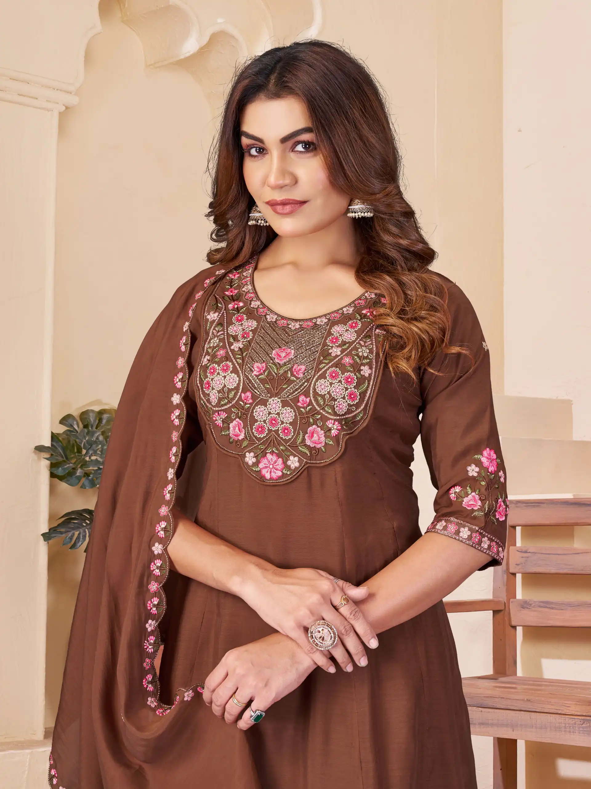 DIVA 172 Brown Mal Chanderi Salwar Suit Perfect for Wedding, Party, Baisakhi, Housewarming, Sangeet – Introductory Price ₹2799. Delivery 4-6 Working D | Jump Suits, Salwar suit, Casual Suits, Creative suits, Designer Suits, Palazzo Suits, Party Wear Suits, Patiala Suits, Straight Suits
