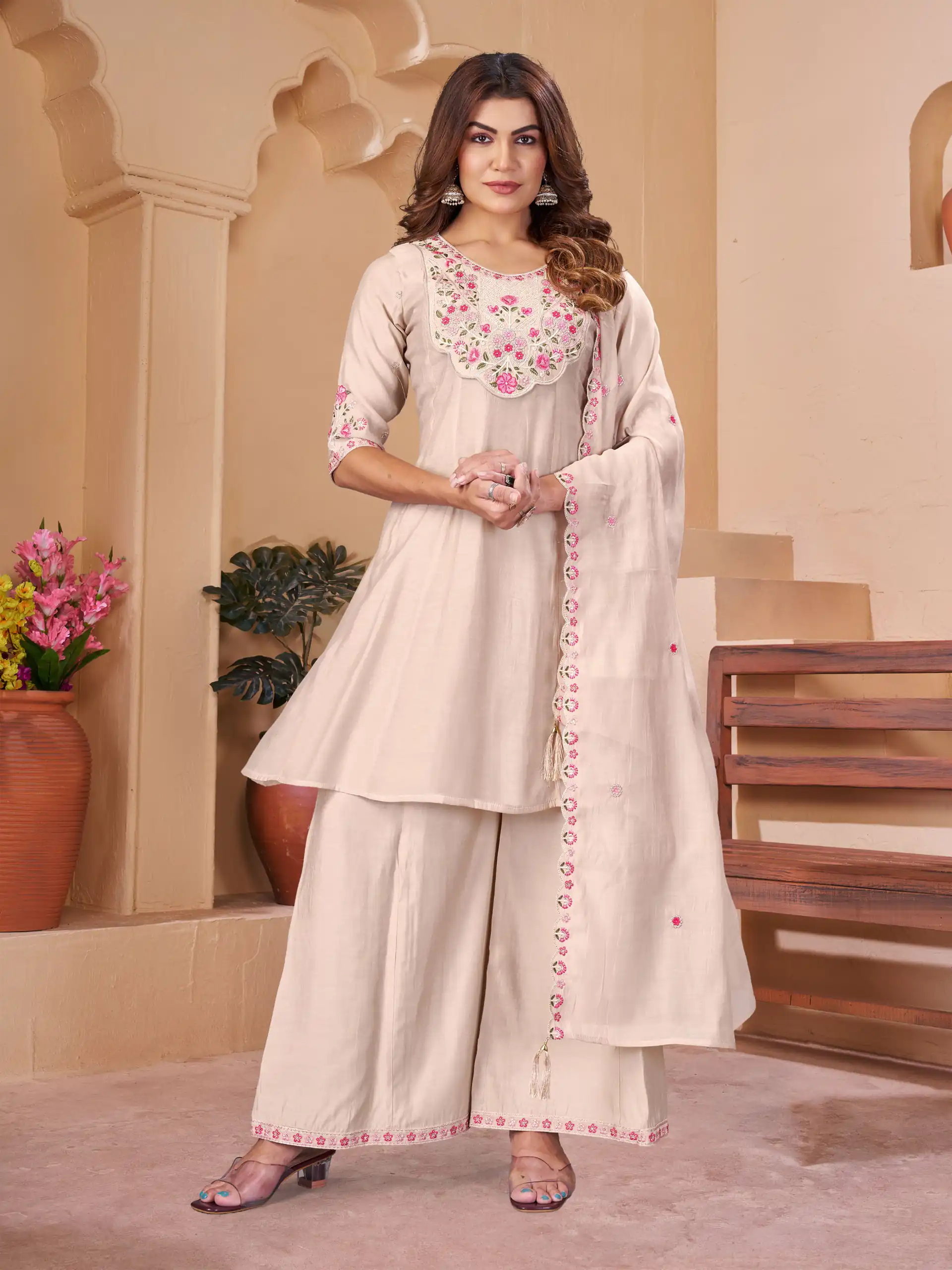 DIVA 172 Chiku Mal Chanderi Salwar Suit Perfect for Wedding, Party, Baisakhi, Housewarming, Sangeet – Introductory Price ₹2799. Delivery 4-6 Working D | Jump Suits, Salwar suit, Casual Suits, Creative suits, Designer Suits, Palazzo Suits, Party Wear Suits, Patiala Suits, Straight Suits