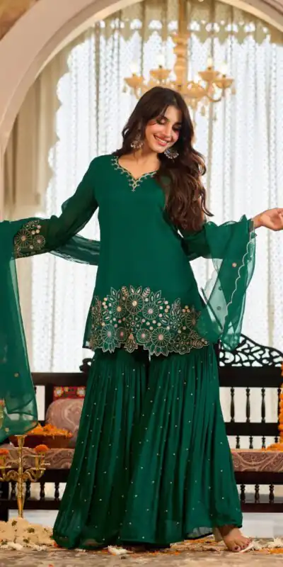 ZB 5079 Green Chinon Silk Salwar Suit with Embroidery Work & Sequins Work. Get it for ₹2199. Delivery 4-6 Working Days. Shop now. | Jump Suits, Salwar suit, Casual Suits, Creative suits, Designer Suits, Palazzo Suits, Party Wear Suits, Patiala Suits, Straight Suits