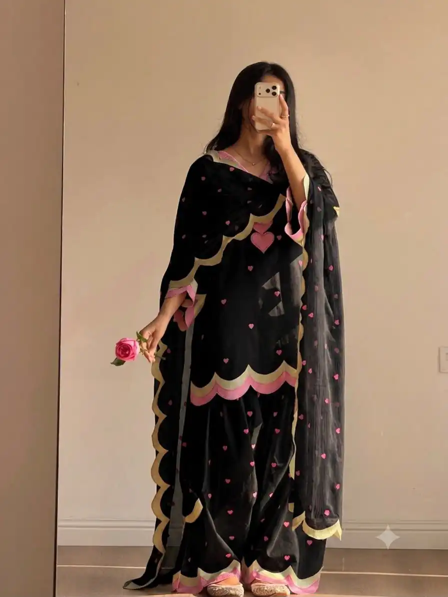 BE 490 Black Mul Chanderi Salwar Suit with Embroidery Work & Sequins Work. Festive Deal ₹2399. Delivery 4-6 Working Days. Shop nowp | Jump Suits, Salwar suit, Casual Suits, Creative suits, Designer Suits, Palazzo Suits, Party Wear Suits, Patiala Suits, Straight Suits