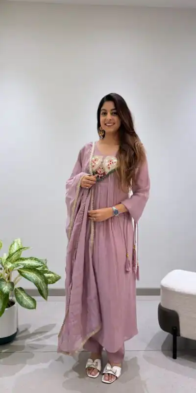LG 2145 Lavender Mul Chanderi Salwar Suit with Embroidery Work & Sequins Work. Festive Deal ₹2799. Delivery 4-6 Working Days. Shop nowp | Jump Suits, Salwar suit, Casual Suits, Creative suits, Designer Suits, Palazzo Suits, Party Wear Suits, Patiala Suits, Straight Suits