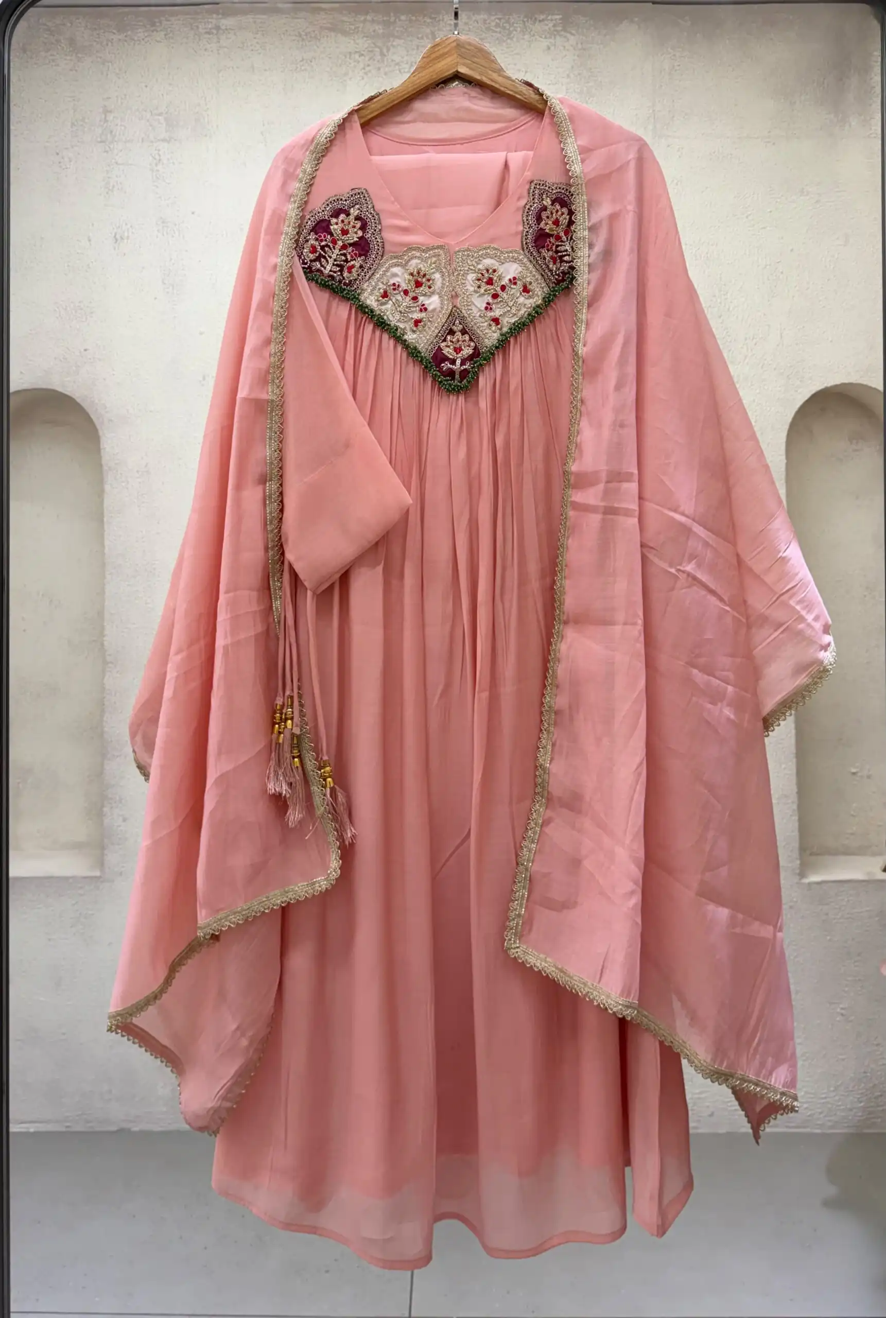 LG 2145 Peach Mul Chanderi Salwar Suit with Embroidery Work & Sequins Work. Festive Deal ₹2799. Delivery 4-6 Working Days. Shop nowp | Jump Suits, Salwar suit, Casual Suits, Creative suits, Designer Suits, Palazzo Suits, Party Wear Suits, Patiala Suits, Straight Suits