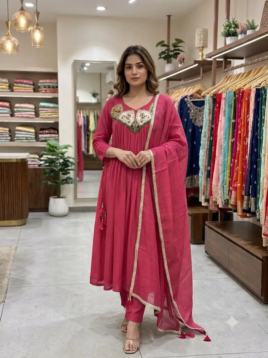 LG 2145 Pink Mul Chanderi Salwar Suit with Embroidery Work & Sequins Work. Festive Deal ₹2799. Delivery 4-6 Working Days. Shop nowp | Jump Suits, Salwar suit, Casual Suits, Creative suits, Designer Suits, Palazzo Suits, Party Wear Suits, Patiala Suits, Straight Suits