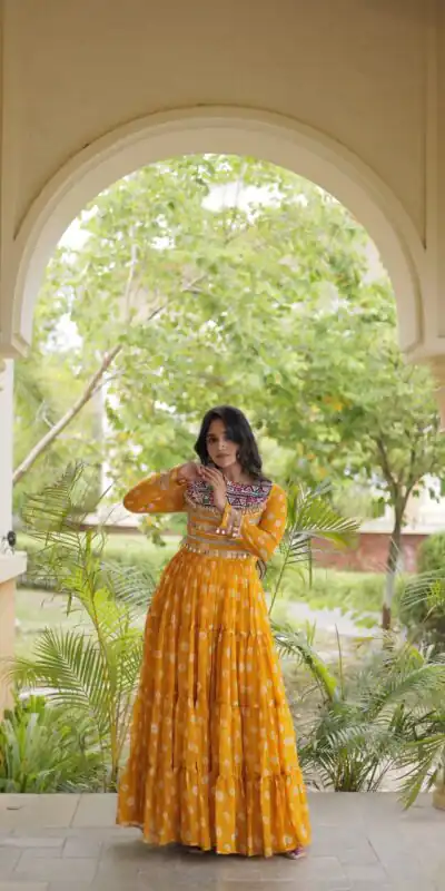 KA 1277 Yellow in Colour Faux Georgette Bandhani Print Work Gown. Available at ₹2119 only. Delivery 4-6 Working Days. Shop now. | Gowns, Bollywood Gowns, Creative Gowns, Designer Gowns, Embroidered Gowns, Party Wear Gowns