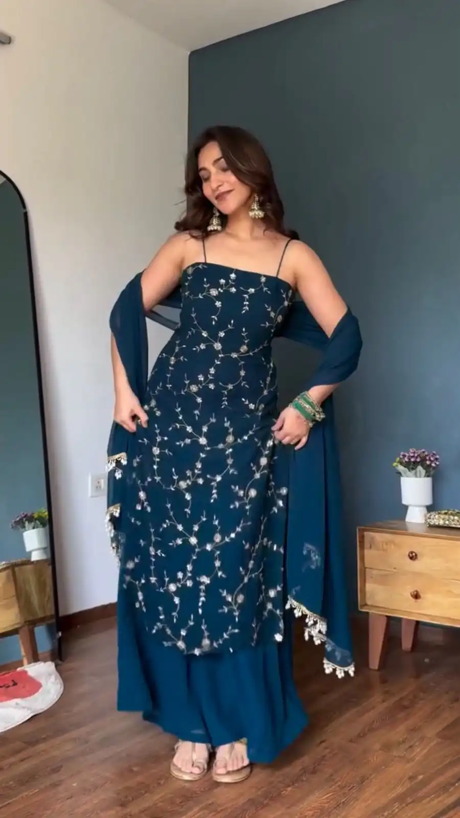 RTC 6067 Teal Faux Georgette Salwar Suit with Mirror Work & Embroidery Work. Get it for ₹2049. Delivery 4-6 Working Days. Shop now. | Jump Suits, Salwar suit, Casual Suits, Creative suits, Designer Suits, Palazzo Suits, Party Wear Suits, Patiala Suits, Straight Suits