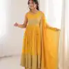 SP 91 Yellow| Faux Georgette Salwar Suit with Lace Work & Digital Print. Introductory Price ₹2799. Delivery 4-6 Working Days. Shop now. | Anarkali Suits, Bollywood Anarkali, Creative-Anarkali, Designer Anarkali, Embroidered Anarkali, Party Wear Anarkali