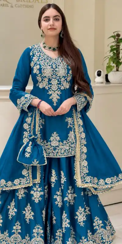 MT 1079 Blue Natural Silk Salwar Suit with Sequins Work & Embroidery Work. Special Price ₹2449. Delivery 4-6 Working Days. Shop now. | Jump Suits, Salwar suit, Casual Suits, Creative suits, Designer Suits, Palazzo Suits, Party Wear Suits, Patiala Suits, Straight Suits