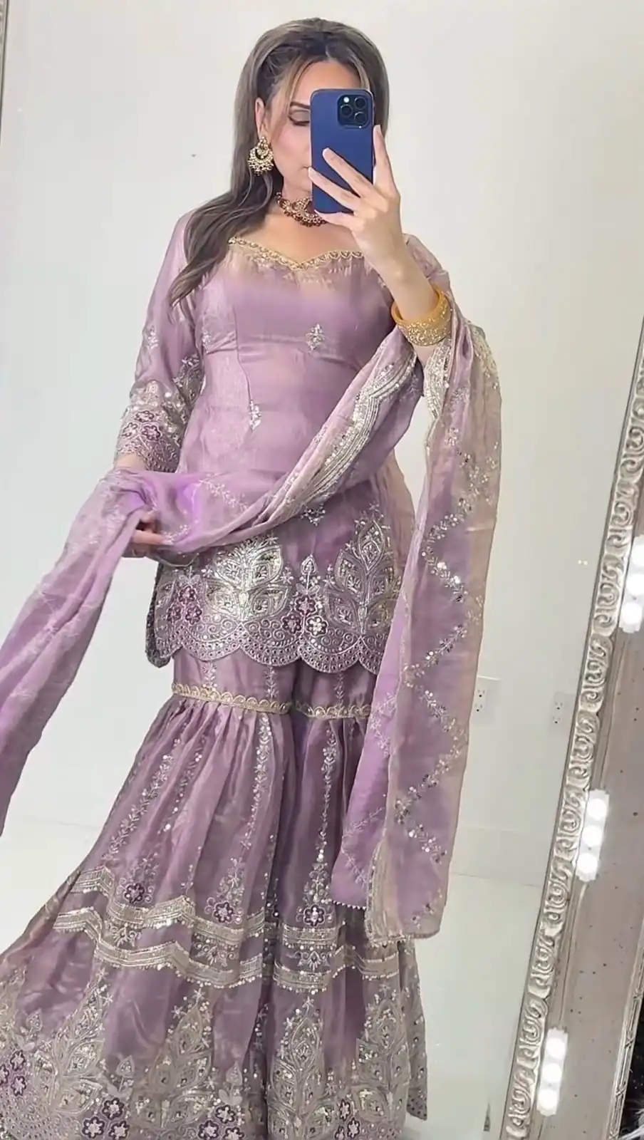 NF 1297 Lavender Fendy Silk Salwar Suitwith Embroidery Work & Lace Work. Now at just ₹2799. Delivery 4-6 Working Days. Shop now. | Jump Suits, Salwar suit, Casual Suits, Creative suits, Designer Suits, Palazzo Suits, Party Wear Suits, Patiala Suits, Straight Suits