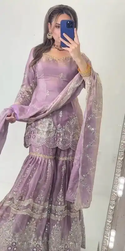 NF 1297 Lavender Fendy Silk Salwar Suitwith Embroidery Work & Lace Work. Now at just ₹2799. Delivery 4-6 Working Days. Shop now. | Jump Suits, Salwar suit, Casual Suits, Creative suits, Designer Suits, Palazzo Suits, Party Wear Suits, Patiala Suits, Straight Suits