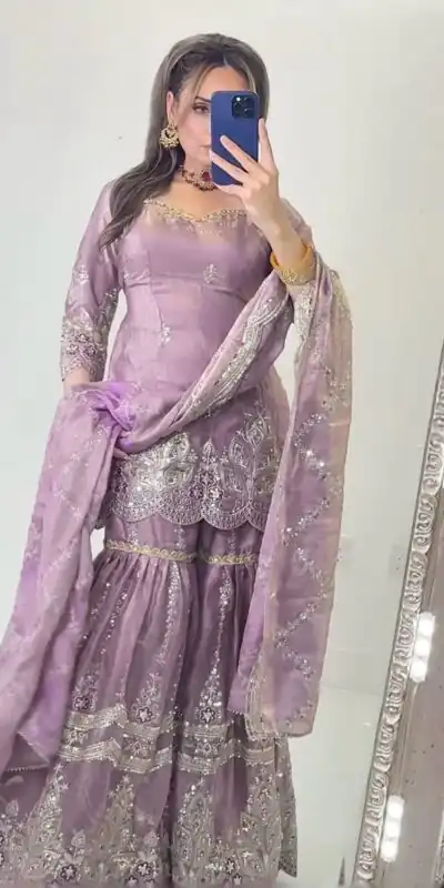 NF 1297 Lavender Fendy Silk Salwar Suitwith Embroidery Work & Lace Work. Now at just ₹2799. Delivery 4-6 Working Days. Shop now. | Jump Suits, Salwar suit, Casual Suits, Creative suits, Designer Suits, Palazzo Suits, Party Wear Suits, Patiala Suits, Straight Suits