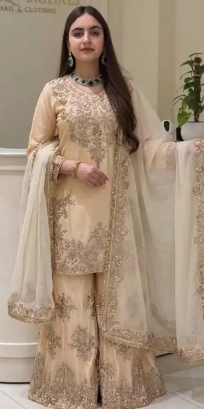 MT 1079 Off White Natural Silk Salwar Suit with Sequins Work & Embroidery Work. Special Price ₹2449. Delivery 4-6 Working Days. Shop now. | Jump Suits, Salwar suit, Casual Suits, Creative suits, Designer Suits, Palazzo Suits, Party Wear Suits, Patiala Suits, Straight Suits
